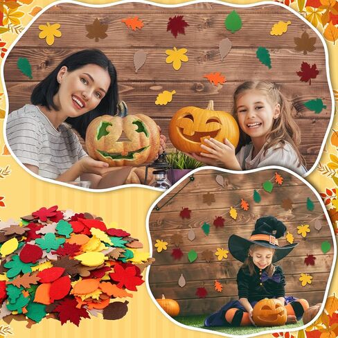 Fanfanwin 200 Pcs Fall Felt Maple Leaves Laser Cutout Embellishment Multicolor Autumn Leaf Decors Farmhouse Harvest Fall Leaves Decorations for Thanksgiving Home Classroom Wall Craft Project in Saudi Arabia
