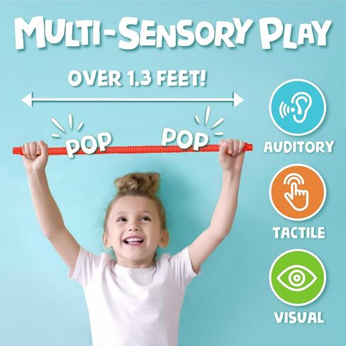 BUNMO Pop Tubes Small 8 Pack | Sensory Toys | Hours of Fun for Kids | Imaginative Play & Stimulating Creative Learning | Toddler Sensory Toys | Tons of Ways to Play | Connect, Stretch, Twist & Pop in Kuwait