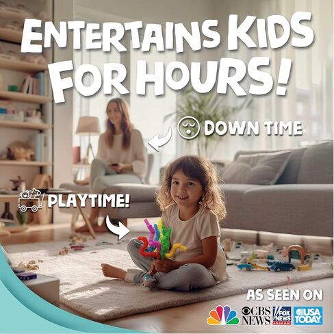 BUNMO Pop Tubes Small 8 Pack | Sensory Toys | Hours of Fun for Kids | Imaginative Play & Stimulating Creative Learning | Toddler Sensory Toys | Tons of Ways to Play | Connect, Stretch, Twist & Pop in Kuwait