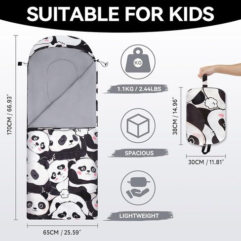 حقيبة نوم للأطفال للتخييم - حقيبة نوم خفيفة الوزن مناسبة لـ 3 فصول، حقيبة نوم مدمجة للأطفال للفتيات والفتيان، حقيبة نوم للشباب مقاومة للماء للاستخدام في الهواء الطلق من Croosseoutdoors in Kuwait