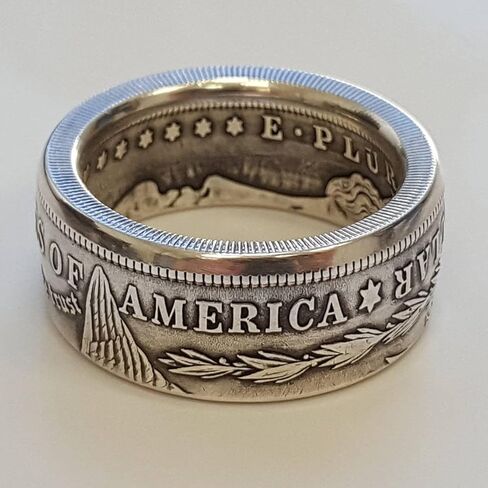 Metmejiao Coin Ring Morgan Silver Coin Design Ring, Men's Coin Ring, American Coin Rings Punk Vintage Personality Coin Ring Size12 in Kuwait