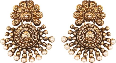 Touchstone Indian Bollywood Ancient Southern Jewelry Inspired Bridal Jewelry Earrings For Women. in Saudi Arabia