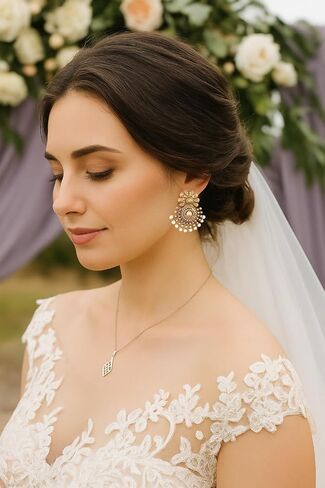 Touchstone Indian Bollywood Ancient Southern Jewelry Inspired Bridal Jewelry Earrings For Women. in Saudi Arabia