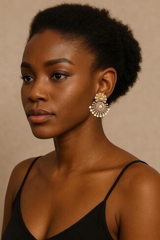 Touchstone Indian Bollywood Ancient Southern Jewelry Inspired Bridal Jewelry Earrings For Women. in Saudi Arabia