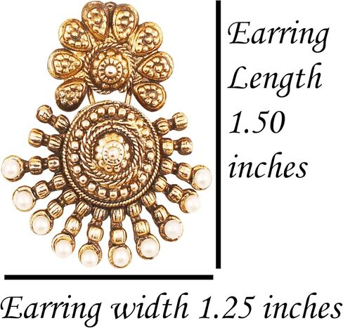 Touchstone Indian Bollywood Ancient Southern Jewelry Inspired Bridal Jewelry Earrings For Women. in Saudi Arabia