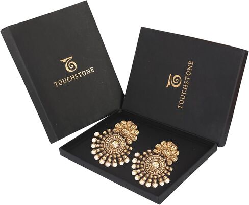 Touchstone Indian Bollywood Ancient Southern Jewelry Inspired Bridal Jewelry Earrings For Women. in Saudi Arabia