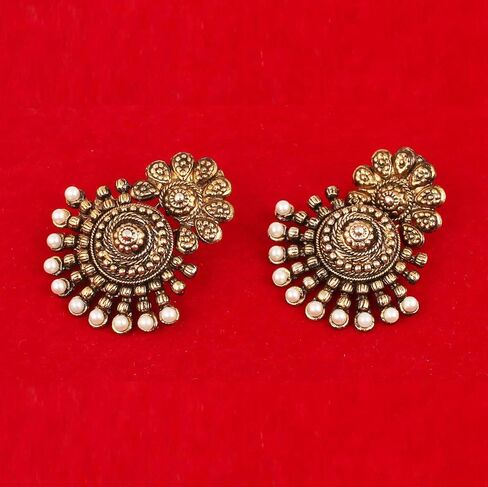 Touchstone Indian Bollywood Ancient Southern Jewelry Inspired Bridal Jewelry Earrings For Women. in Saudi Arabia