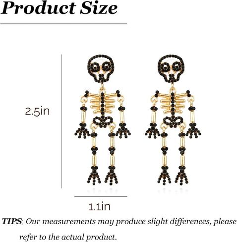 Halloween Skeleton Earrings for Women Gothic Skull Dangle Earrings Spooky Halloween Jewelry Costumes Accessories Party Favors in Saudi Arabia