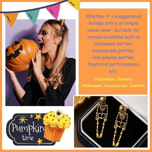 Halloween Skeleton Earrings for Women Gothic Skull Dangle Earrings Spooky Halloween Jewelry Costumes Accessories Party Favors in Saudi Arabia