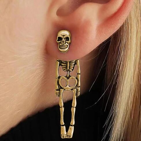 Halloween Skeleton Earrings for Women Gothic Skull Dangle Earrings Spooky Halloween Jewelry Costumes Accessories Party Favors in Saudi Arabia