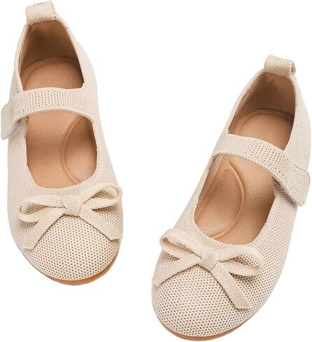 Toddler Girls Dress Shoes Knit Mary Jane Flats Ballet Comfortable Flat with Bow for Little Kids Big Kid Girl in Kuwait