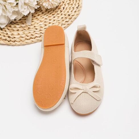 Toddler Girls Dress Shoes Knit Mary Jane Flats Ballet Comfortable Flat with Bow for Little Kids Big Kid Girl in Kuwait