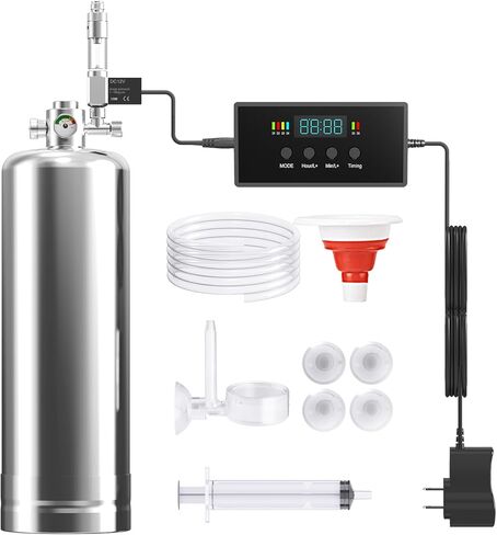 ZRDR Aquarium Co2 Generator System New Upgraded Automatic Timing Motor Valve 1L with Pressure Gauge Bubble Counter for Aquarium Plants，Stable Output in Kuwait
