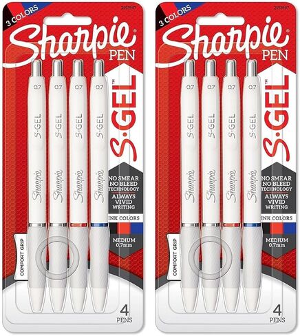 Sharpie S-Gel Pens, Fashion Barrel Gel Ink Pens, Pearl White Body, Medium Point Pens (0.7Mm), Writing Pens, Coloring Pens, Gel Pens For Journaling, Bold Jewel Color Assortment, 4 Count in Kuwait