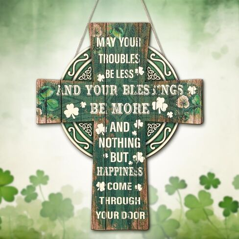 St Patrick's Day Door Decorations Green Shamrock Welcome Wooden Wall Hanging Sign with Irish Blessing Clover Home Wall Decor Irish Gifts for Front Door Home Indoor Outdoor Decor in Saudi Arabia