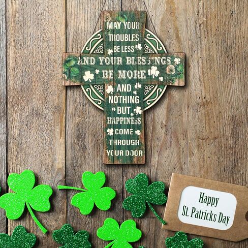 St Patrick's Day Door Decorations Green Shamrock Welcome Wooden Wall Hanging Sign with Irish Blessing Clover Home Wall Decor Irish Gifts for Front Door Home Indoor Outdoor Decor in Saudi Arabia