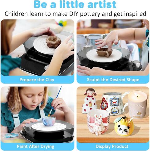 Pottery Wheel for Kids Beginners Adults - 6" Variable Speed Pottery Wheel Tool Kit, 0-440 RPM Speed Adjustable with Rechargeable Battery, 1.8 Lb Air Dry Clay, Art Supplies, Crafts for Adult Teenagers in Kuwait