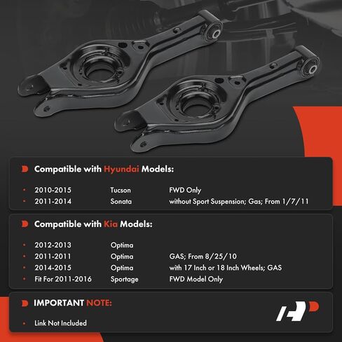A-Premium 2 × ذراع تحكم سفلي خلفي، مع جلبة، متوافق مع Hyundai Sonata 2011-2014، Tucson 2010-2015 & Kia Optima 2011-2015، Sportage 2011-2016 in Saudi Arabia