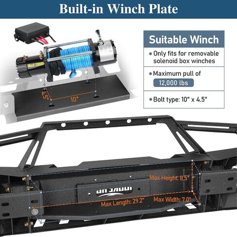 Hooke Road Ram 2500 Front Bumper for 2006 2007 2008 2009 Dodge Ram 2500 3500, Rock Crawler Steel Bumper with Winch plate, Bull Bar Guard, D-ring Mounts in Saudi Arabia