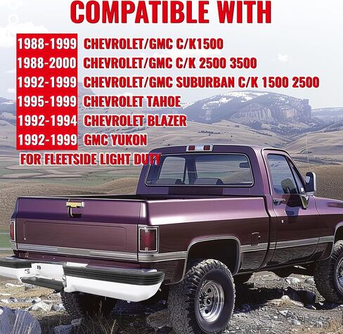 HECASA Rear Bumper Assembly Compatible with 1988-2000 Chevy Chevrolet GMC Suburban C/K 1500 2500 3500 Tahoe Yukon Blazer W/Strip Pad, Impact Strip, Impact Strip Hole Fleetside/Styleside Light Duty in Saudi Arabia