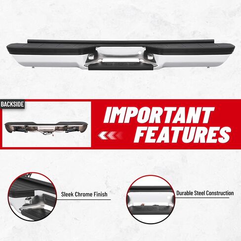 HECASA Rear Bumper Assembly Compatible with 1988-2000 Chevy Chevrolet GMC Suburban C/K 1500 2500 3500 Tahoe Yukon Blazer W/Strip Pad, Impact Strip, Impact Strip Hole Fleetside/Styleside Light Duty in Saudi Arabia