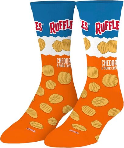 Cool Socks, Men's Funny Graphic Novelty Sock, Ruffles Flavors Chips, Adult Large in Saudi Arabia