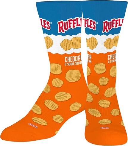 Cool Socks, Men's Funny Graphic Novelty Sock, Ruffles Flavors Chips, Adult Large in Saudi Arabia
