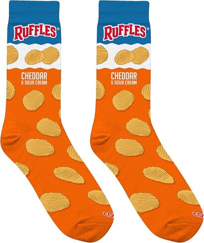 Cool Socks, Men's Funny Graphic Novelty Sock, Ruffles Flavors Chips, Adult Large in Saudi Arabia