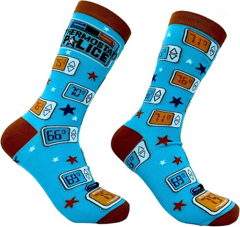 Crazy Dog T-Shirts Funny Thermostat Police Crew Socks – Novelty Workwear for Men – Gift for Dads, Husbands & Coworkers – Quirky Office Humor for Work & Casual Wear in Saudi Arabia