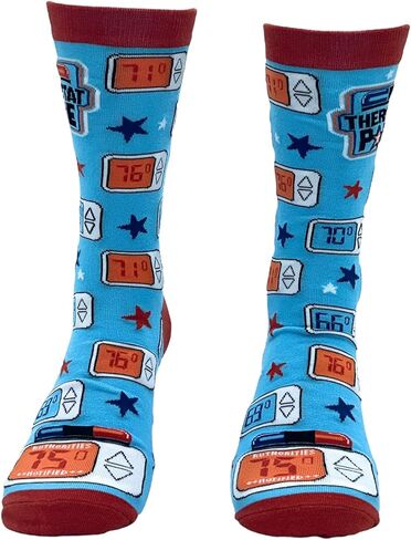 Crazy Dog T-Shirts Funny Thermostat Police Crew Socks – Novelty Workwear for Men – Gift for Dads, Husbands & Coworkers – Quirky Office Humor for Work & Casual Wear in Saudi Arabia