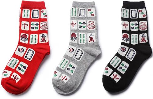 Womens Novelty Socks Mahjong Themed Socks Funny Patterned Casual Colorful Silly Cool Socks in Saudi Arabia