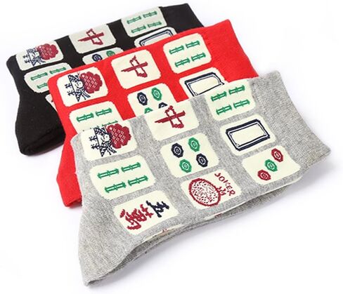 Womens Novelty Socks Mahjong Themed Socks Funny Patterned Casual Colorful Silly Cool Socks in Saudi Arabia
