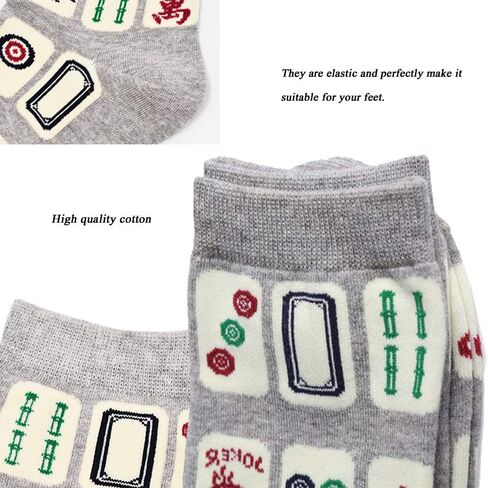Womens Novelty Socks Mahjong Themed Socks Funny Patterned Casual Colorful Silly Cool Socks in Saudi Arabia