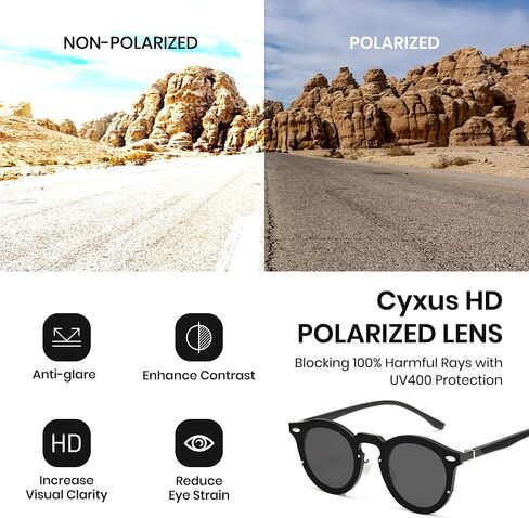 Cyxus Adjustable Tint Sunglasses 1-17 Gears Rounded Polarized Glasses Lenses Advanced ND Filter Lens Technology P1317 in Saudi Arabia