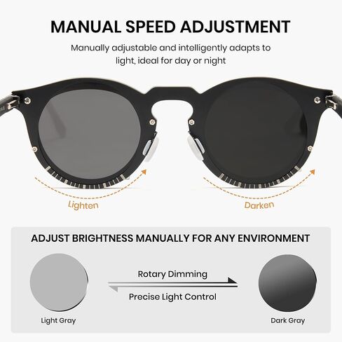 Cyxus Adjustable Tint Sunglasses 1-17 Gears Rounded Polarized Glasses Lenses Advanced ND Filter Lens Technology P1317 in Saudi Arabia