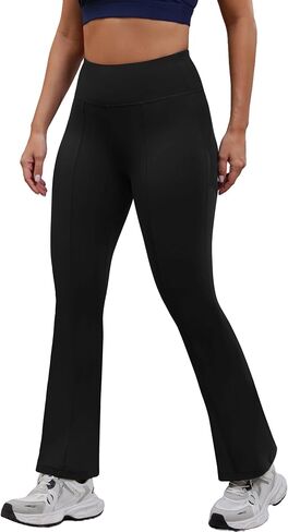 Womens Workout Leggings High Waist Tummy Control Gym Bootcut Wide Leg Yoga Pants in Saudi Arabia