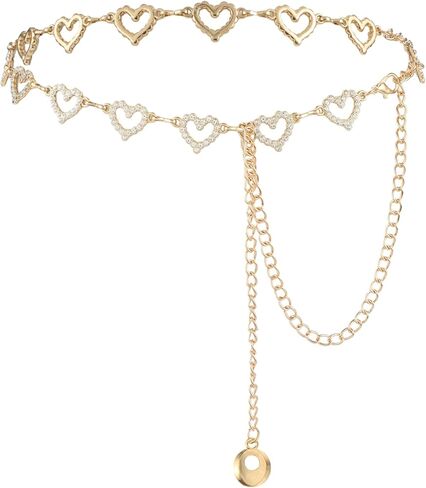 Waist Chain Gold,Heart Shaped Rhinestone Belt Bling Y2K Belt Chain for Women Dresses Jeans Formal Wear Bridal Wedding in Kuwait