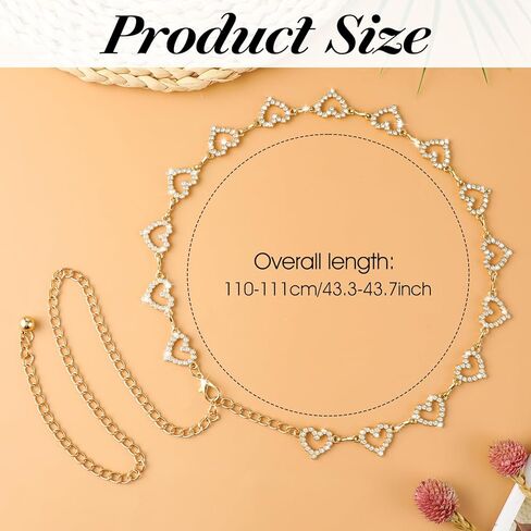 Waist Chain Gold,Heart Shaped Rhinestone Belt Bling Y2K Belt Chain for Women Dresses Jeans Formal Wear Bridal Wedding in Kuwait