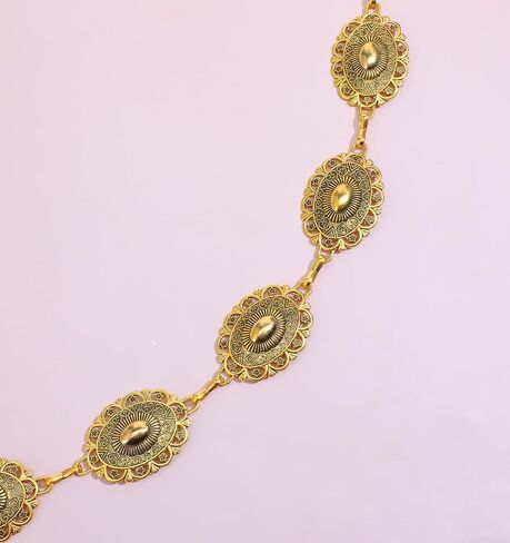 حزام سلسلة Concho الغربية للنساء حزام سلسلة خصر معدني لراعية البقر قابل للتعديل وأحزمة بطن عصرية عصرية للجسم وسلاسل خصر بوهو وحفلات موسيقية ريفية لفساتين الجينز وإكسسوارات المجوهرات الذهبية in Saudi Arabia