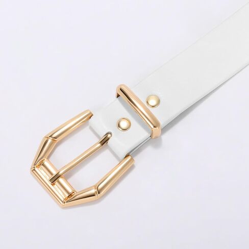 XZQTIVE Women's Leather Belt with Gold Hexagon Studs, Fashion Punk Style in Saudi Arabia