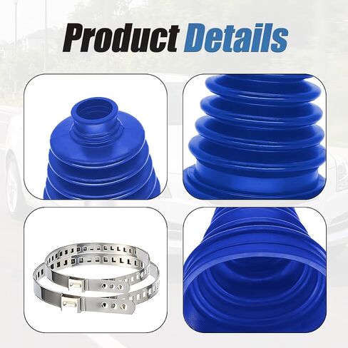 Car CV Boot, Silicone Vehicle Axle Repair Kit with 2 Stainless Steel Clamps, Waterproof Dustproof Automotive CV Joint Boot Set Accessories, Universal for SUV, Sedan, Truck (Blue) in Saudi Arabia