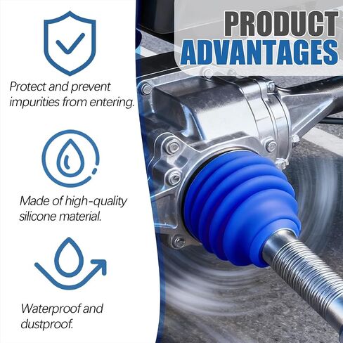 Car CV Boot, Silicone Vehicle Axle Repair Kit with 2 Stainless Steel Clamps, Waterproof Dustproof Automotive CV Joint Boot Set Accessories, Universal for SUV, Sedan, Truck (Blue) in Saudi Arabia