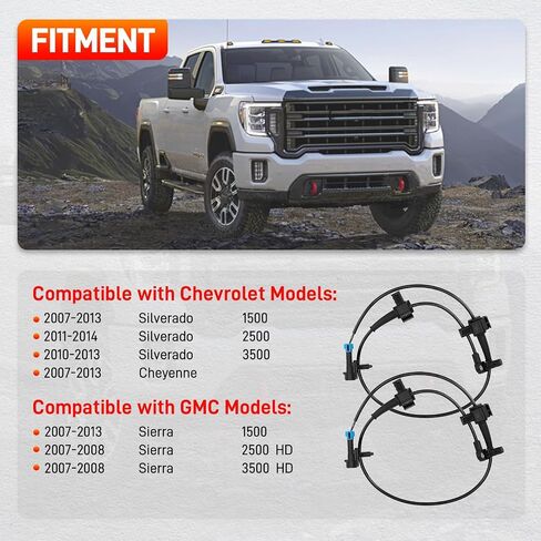 2PCS Rear ABS Wheel Speed Sensor Left Right Compatible with 2007-2014 Cheyenne/Silverado 1500 2500 3500, 07-13 GMC Sierra 1500 2500 3500#Replace 20938121 ALS1757 in Saudi Arabia