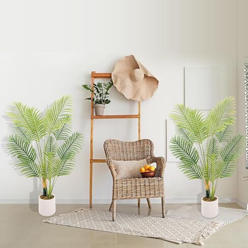 شجرة نخيل اصطناعية صناعية بطول 8 أقدام 2 عبوة مع زارع أبيض وطحالب مجانية، شجرة نخيل صناعية مقاومة للأشعة فوق البنفسجية للأماكن الخارجية، نباتات وهمية لديكور غرفة المنزل بجوار حمام السباحة، نباتات صناعية ديكور خارجي in Kuwait