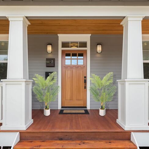 شجرة نخيل اصطناعية صناعية بطول 8 أقدام 2 عبوة مع زارع أبيض وطحالب مجانية، شجرة نخيل صناعية مقاومة للأشعة فوق البنفسجية للأماكن الخارجية، نباتات وهمية لديكور غرفة المنزل بجوار حمام السباحة، نباتات صناعية ديكور خارجي in Kuwait