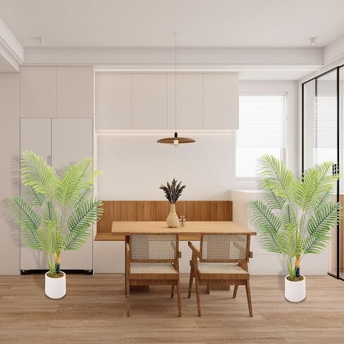 شجرة نخيل اصطناعية صناعية بطول 8 أقدام 2 عبوة مع زارع أبيض وطحالب مجانية، شجرة نخيل صناعية مقاومة للأشعة فوق البنفسجية للأماكن الخارجية، نباتات وهمية لديكور غرفة المنزل بجوار حمام السباحة، نباتات صناعية ديكور خارجي in Kuwait