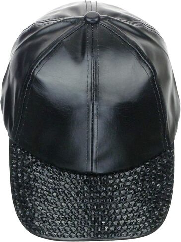 Something Special Women's Faux Leather Bling Baseball Cap with Crystal Brim in Saudi Arabia