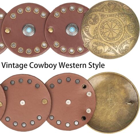 Wide Disc Belt for Women - PU Leather Hollow Out Turquoise Round Belts Vintage Western Cowboy Cowgirl Waist Belt in Saudi Arabia