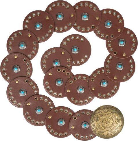 Wide Disc Belt for Women - PU Leather Hollow Out Turquoise Round Belts Vintage Western Cowboy Cowgirl Waist Belt in Saudi Arabia