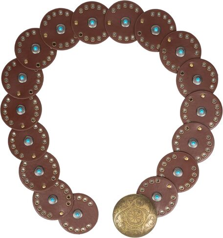 Wide Disc Belt for Women - PU Leather Hollow Out Turquoise Round Belts Vintage Western Cowboy Cowgirl Waist Belt in Saudi Arabia